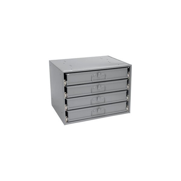 Durham Steel Compartment Box Rack Heavy Duty Bearing 20 x 15-3/4 x 15 with 4 of 32-Compartment Boxes